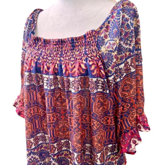 NWOT Boho Chic Peasant Ruffle Sleeve Gypsy Women's Plus Size 3X Art to Wear - Picture 3 of 4